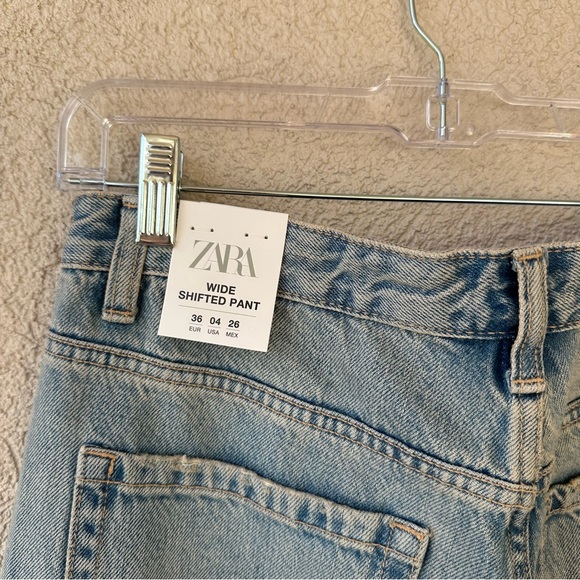 Zara Mid-Rise Full Length Wide-Leg Denim Jeans - Picture 5 of 5